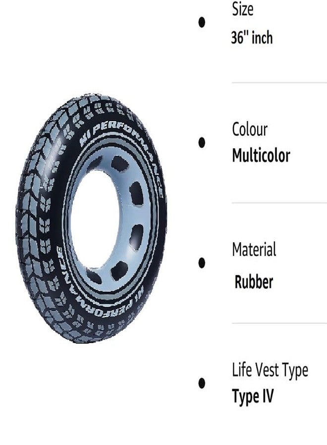 Mamadev®:- Adult Tire Inflatable Floating Swimming Tube Tyre Kids Swimming Ring(Black Color)(Size - 36''inch)(9 + Years Up)(1 PIS) - Image 2